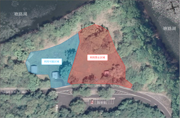 塘路キャンプ場利用制限区域図