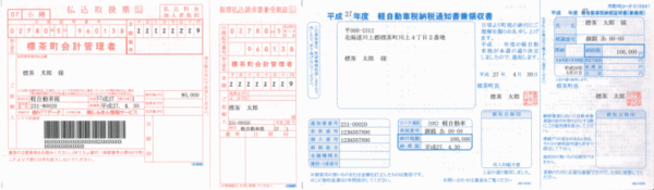 コンビニ納付用の納付書(軽自動車税)のサンプル