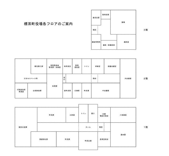 標茶町役場各フロア案内図の画像